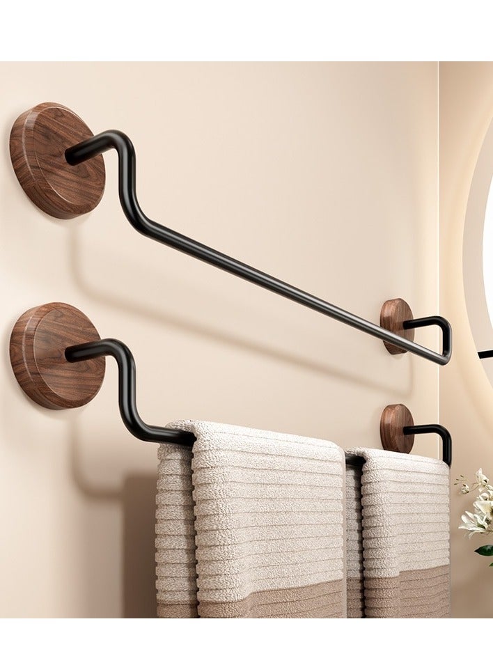 MIXDE 2PCS  Walnut Bathroom Towel Rack No Drill, Minimalist Design, Space-Saving Organizer for Bathroom u0026 Vanity (Waterproof, Rustic Wood)  - Image 1