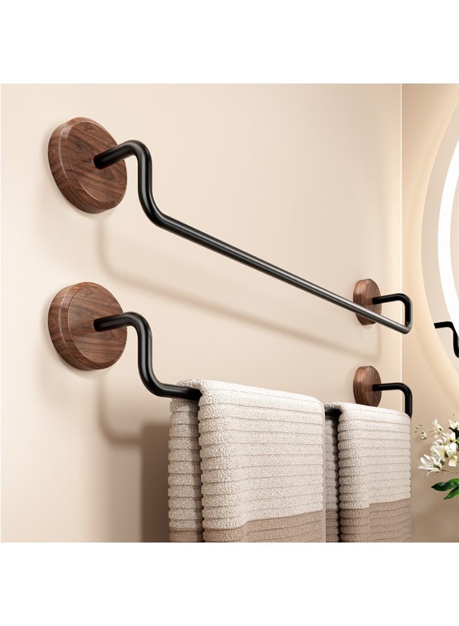 MIXDE 2PCS  Walnut Bathroom Towel Rack No Drill, Minimalist Design, Space-Saving Organizer for Bathroom u0026 Vanity (Waterproof, Rustic Wood)  - Image 3