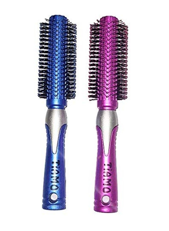 Tiamo Round Plastic Hair Brush set of 2 for daily hair styling - Image 1