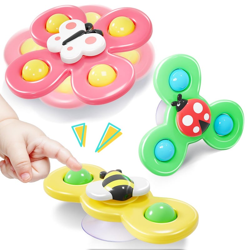 NARRIO Airplane Travel Toys for Toddlers 1-3: Suction Cup Spinner Toys for 1 Year Old Boy Girl Birthday Gift - Sensory Spinning Baby Bath Toys 6-12-18 Months - Image 1