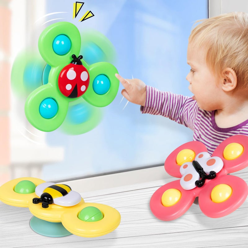 NARRIO Airplane Travel Toys for Toddlers 1-3: Suction Cup Spinner Toys for 1 Year Old Boy Girl Birthday Gift - Sensory Spinning Baby Bath Toys 6-12-18 Months - Image 2