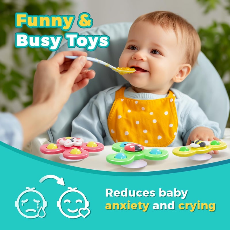 NARRIO Airplane Travel Toys for Toddlers 1-3: Suction Cup Spinner Toys for 1 Year Old Boy Girl Birthday Gift - Sensory Spinning Baby Bath Toys 6-12-18 Months - Image 4