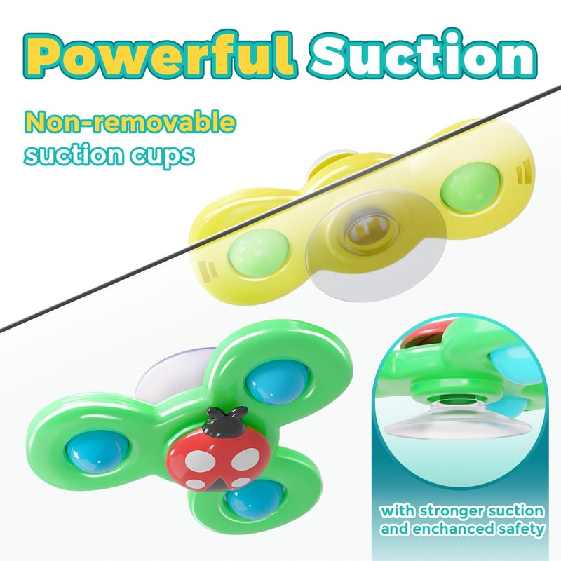 NARRIO Airplane Travel Toys for Toddlers 1-3: Suction Cup Spinner Toys for 1 Year Old Boy Girl Birthday Gift - Sensory Spinning Baby Bath Toys 6-12-18 Months - Image 3