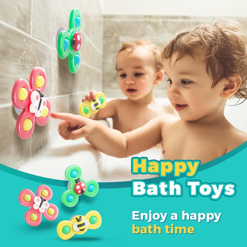 NARRIO Airplane Travel Toys for Toddlers 1-3: Suction Cup Spinner Toys for 1 Year Old Boy Girl Birthday Gift - Sensory Spinning Baby Bath Toys 6-12-18 Months - Image 5
