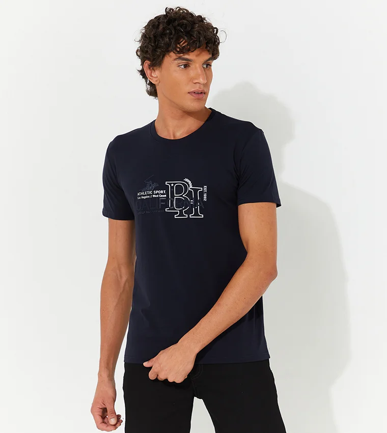 بيفرلي هيلز بولو كلوب تيشيرت بياقة دائرية مطبوع بنقوش بارزة