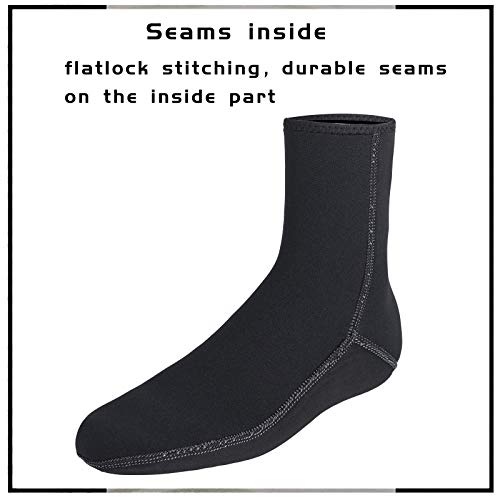 OMGear Water Socks Neoprene Socks Beach Booties Shoes 3mm Glued Blind Stitched Anti-Slip Wetsuit Boots Fin Swim Socks (3mm High Cut/Grey, M(Men 8-9,Women 9-10)) - Image 5