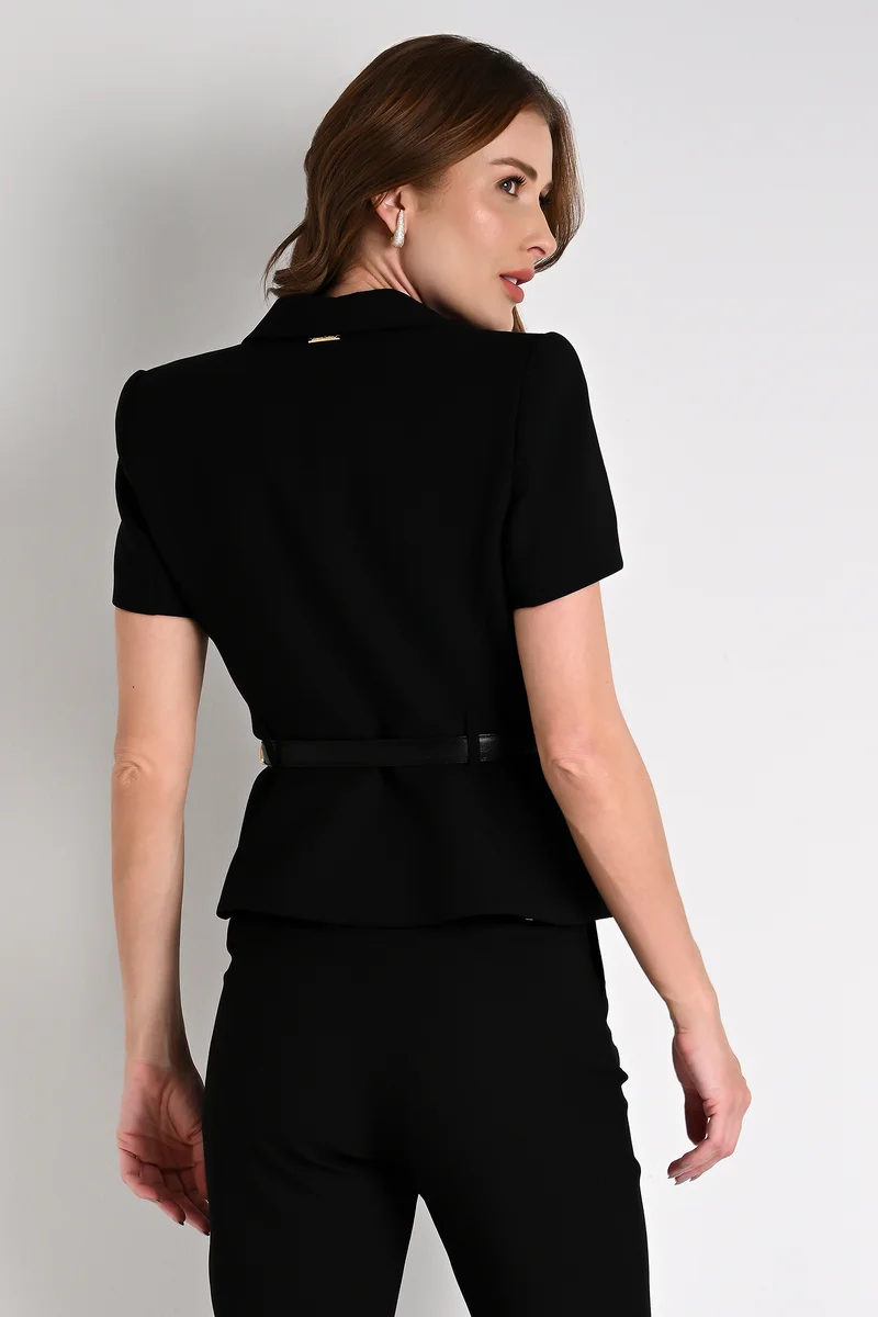 Short Sleeve Blazer With Black Belt
