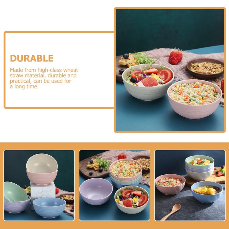 Wheat Straw Salad Soup Bowls Set 13 5cm Lightweight 5 Pieces Dinnerware - Image 4