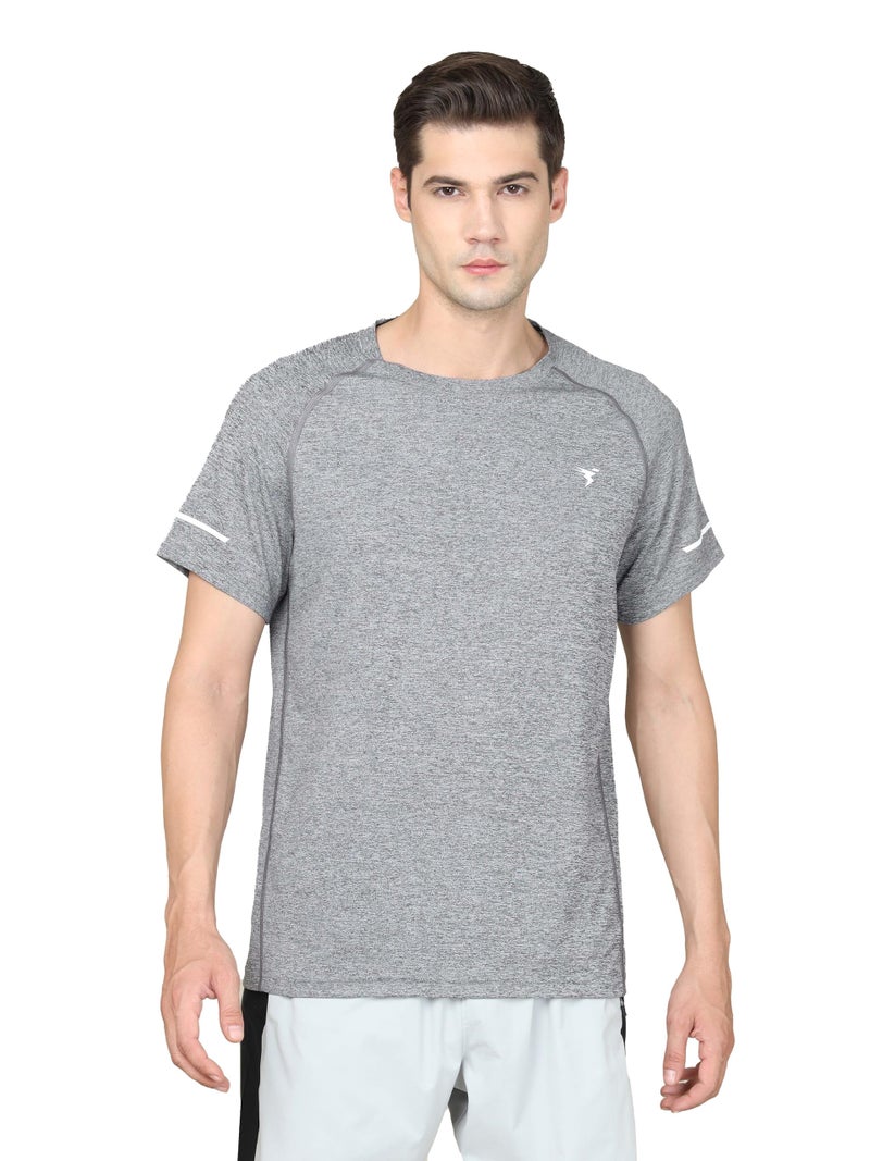 TECHNOSPORT Mens Slim Fit Self-Design T-Shirt (MTP740BLK_Black_2XL) - Image 1