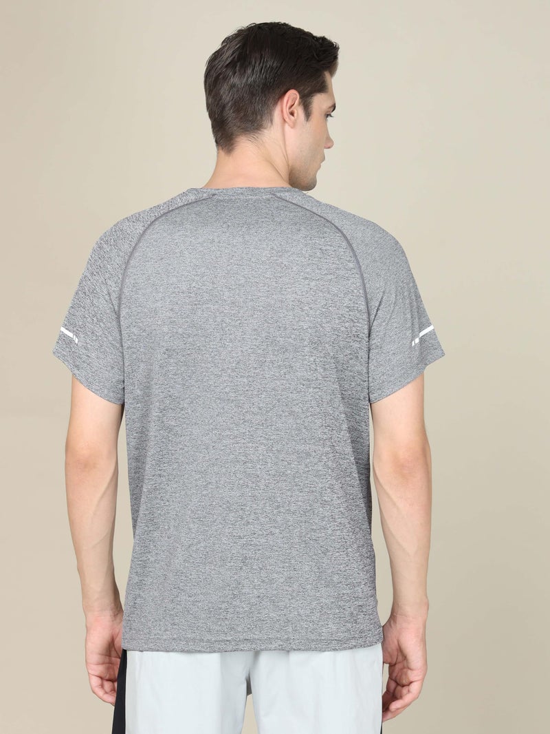 TECHNOSPORT Mens Slim Fit Self-Design T-Shirt (MTP740BLK_Black_2XL) - Image 2