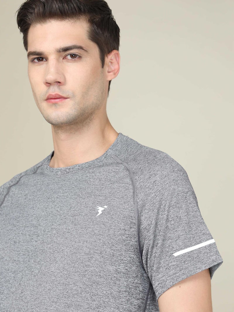 TECHNOSPORT Mens Slim Fit Self-Design T-Shirt (MTP740BLK_Black_2XL) - Image 3
