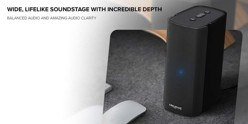 Creative Creative T100 2.0 Compact Hi-Fi Speakers, up to 80W Peak Power with Bluetooth 5.0, Optical-in, AUX-in, Wide Soundstage and Audio Clarity with Bass Control for Computers and Laptops (Black)  - Image 2