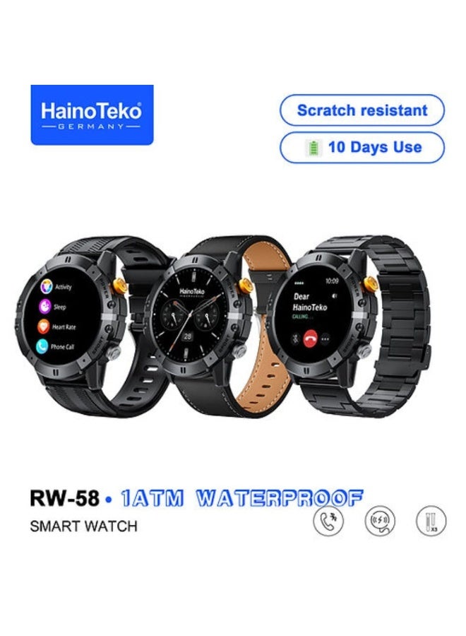 Haino Teko RW-58 Waterproof Smartwatch With Large Screen AMOLED Display 3 Interchangeable Straps and Charging Cable Designed for Men - Image 1