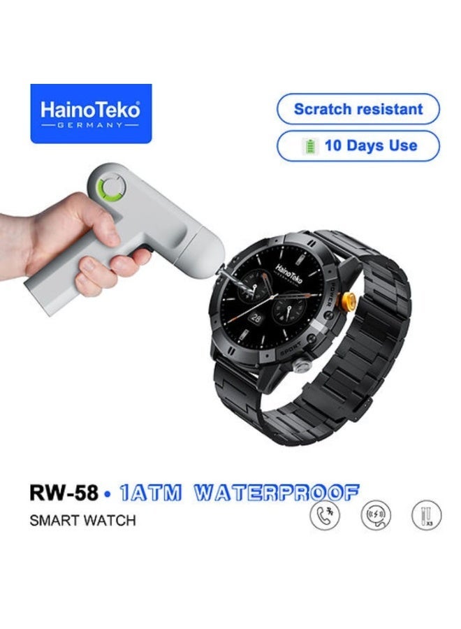 Haino Teko RW-58 Waterproof Smartwatch With Large Screen AMOLED Display 3 Interchangeable Straps and Charging Cable Designed for Men - Image 2