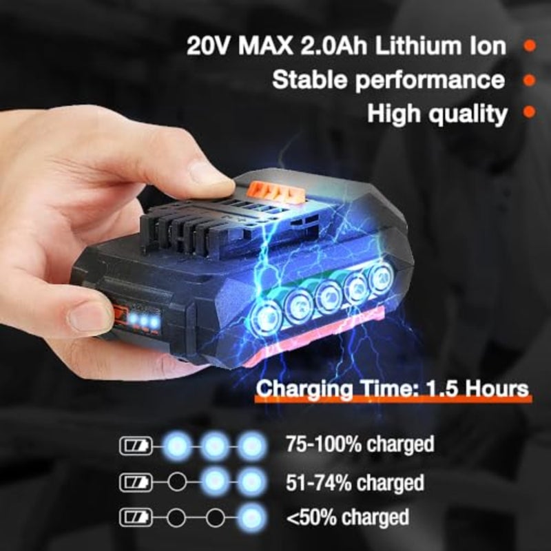 ValueMax 20 V Cordless Reciprocating Saw with Two 2.0 Ah Batteries, LED Work Light, Tool-Free Blade Change, 4 High-Quality Saw Blades, UK Plug Charger, Portable for Wood, Metal, and PVC Cutting - Image 3