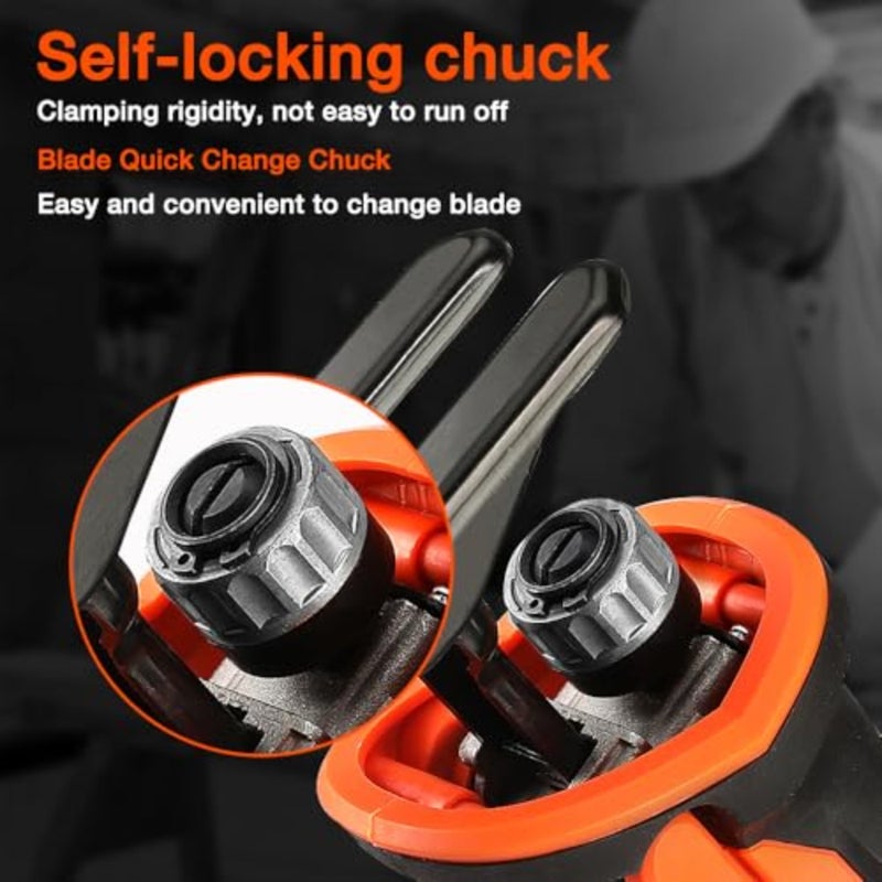 ValueMax 20 V Cordless Reciprocating Saw with Two 2.0 Ah Batteries, LED Work Light, Tool-Free Blade Change, 4 High-Quality Saw Blades, UK Plug Charger, Portable for Wood, Metal, and PVC Cutting - Image 2