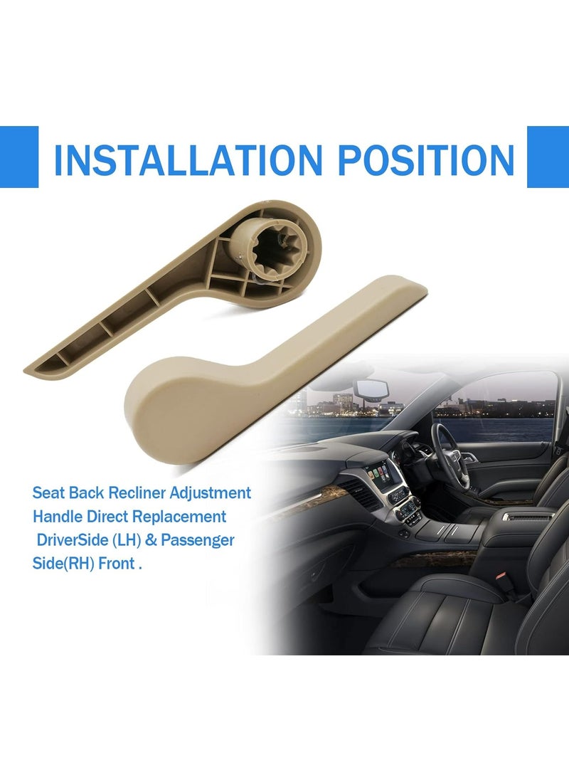 2PCS Seat Recliner Handle Lever Front Left+Right Side Compatible with 2007-2013 Chevy Chevrolet Avalanche Silverado Suburban, GMC Sierra Yukon Replaces 15232595 15232599 Beige