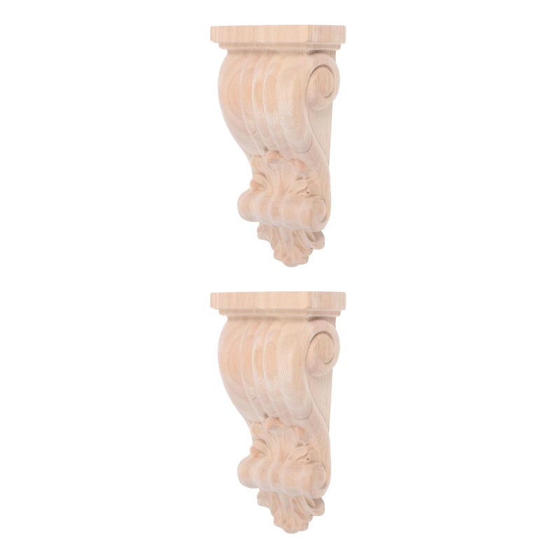 2pcs Wood Corbel for Shelves Decorative: Shelf Bracket Corner Onlay - Farmhouse Decor Unfinished Applique for Furniture Support - Image 1