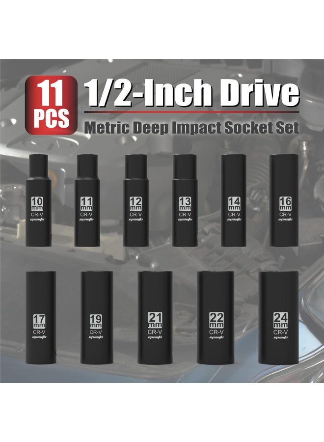 EPAuto 12Inch Drive Metric Deep Impact Socket Set CrV 6 Points 11 Sockets - Image 3