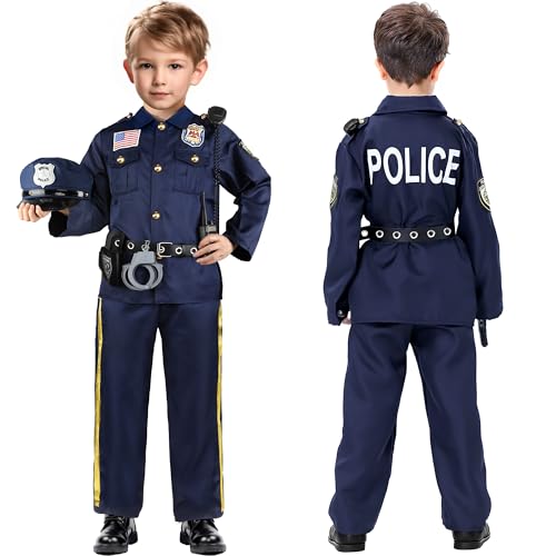 Joycover Police Officer Costume for Kids Cop Costume Outfit Set with Toy Accessories Halloween Costumes for Boys - Image 5