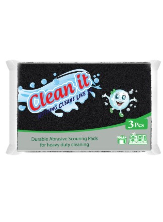 Clean It A set of heavy-duty abrasive scouring pads for tough cleaning; dishwashing sponges for removing stubborn grease. - Image 1