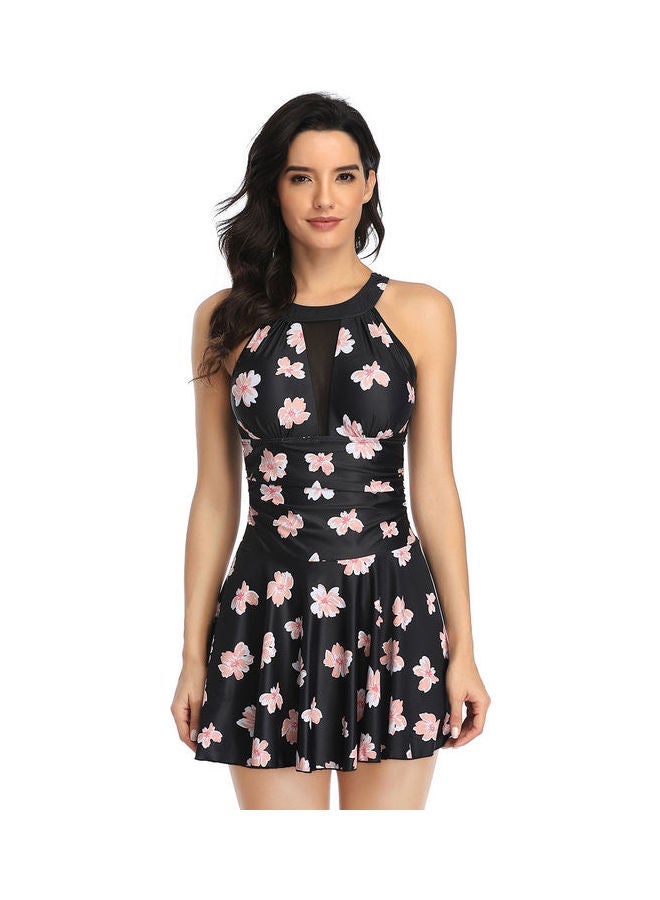 NIBEMINENT ملابس سباحة مبطنة من قطعة واحدة باللون الأسود/الوردي - Image 2