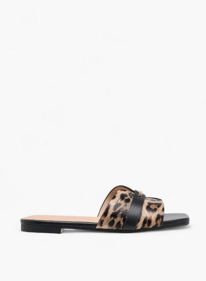 Women Animal Print Slip-On Flat Sandals