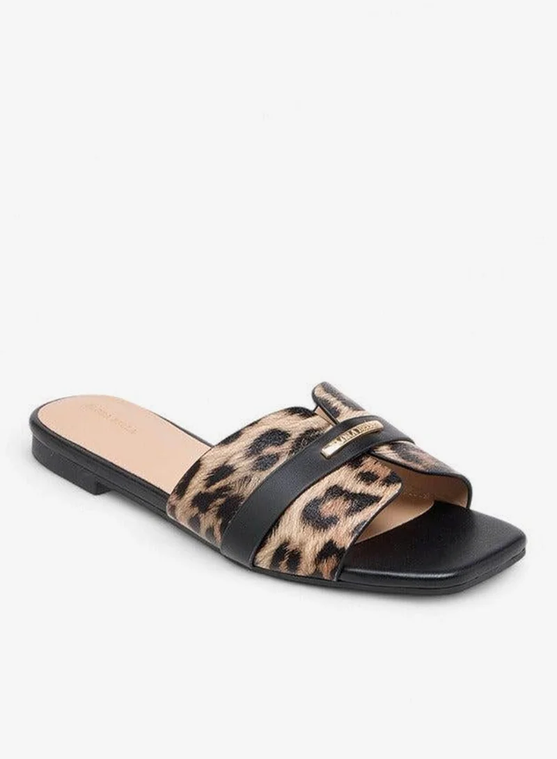 Women Animal Print Slip-On Flat Sandals
