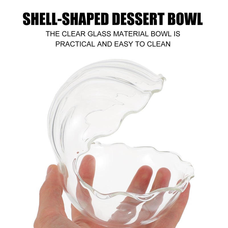 Shell Shaped Glass Dessert Bowl 400ml for Fruit Salad Sashimi Serving - Image 5
