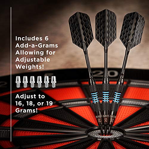 Viper by GLD Products Bobcat Adjustable Weight Soft Tip Darts with Storage/Travel Case: Black Coated Brass, Blue Rings, 16-19 Grams - Image 2