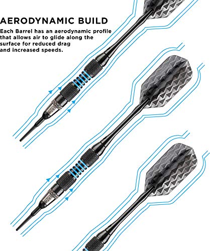 Viper by GLD Products Bobcat Adjustable Weight Soft Tip Darts with Storage/Travel Case: Black Coated Brass, Blue Rings, 16-19 Grams - Image 3