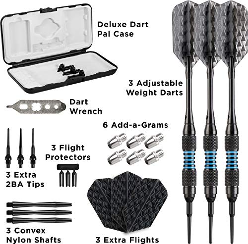 Viper by GLD Products Bobcat Adjustable Weight Soft Tip Darts with Storage/Travel Case: Black Coated Brass, Blue Rings, 16-19 Grams - Image 4