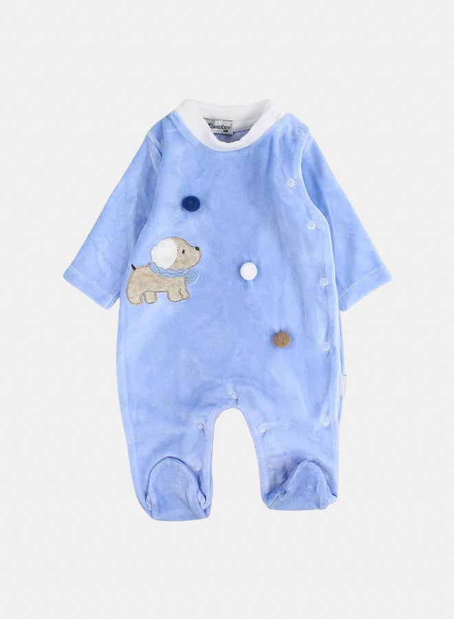 Bumber Baby  Boys Velvet Baby Bodysuit - Dog Embroidery - Image 1