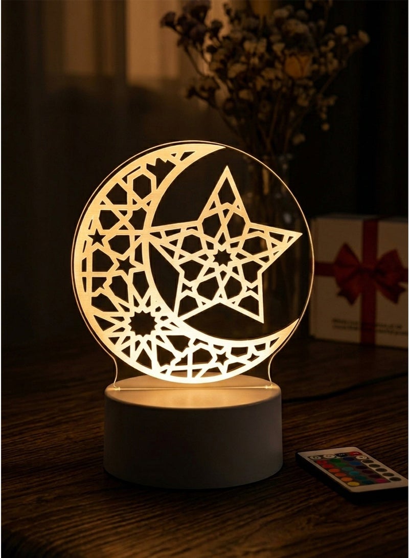 Islamic 3D LED Night Light 16 Colors Acrylic Table Lamp Touch & Remote Control USB/Battery Powered Ramadan Eid Gift Decoration - Image 1