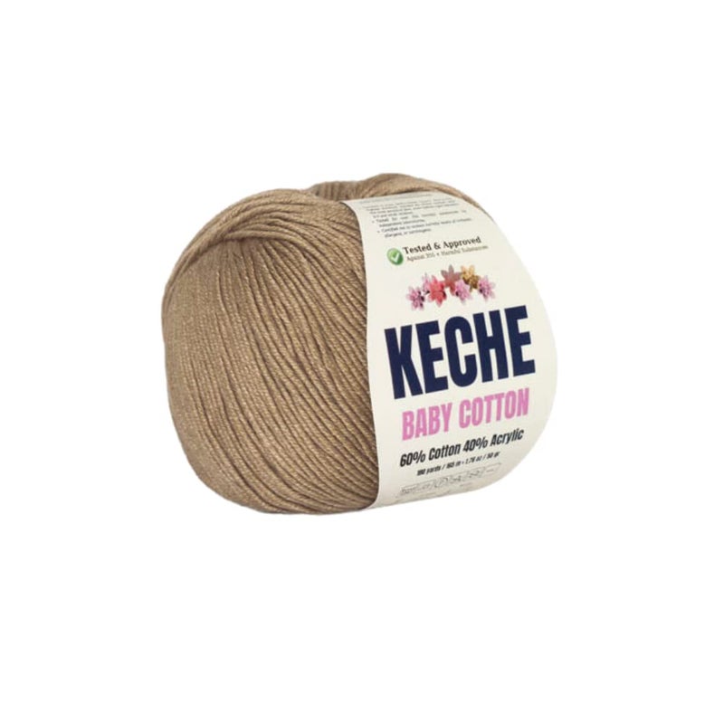 Keche Cotton Yarn, 60% Cotton 40% Acrylic Yarn, Soft Cotton Yarn for Crochet and Knitting, Amigurumi Yarn 1 Skein/Ball 1.76 Oz (50g) / 180 Yrds (165m) - Cappuccino - Image 1