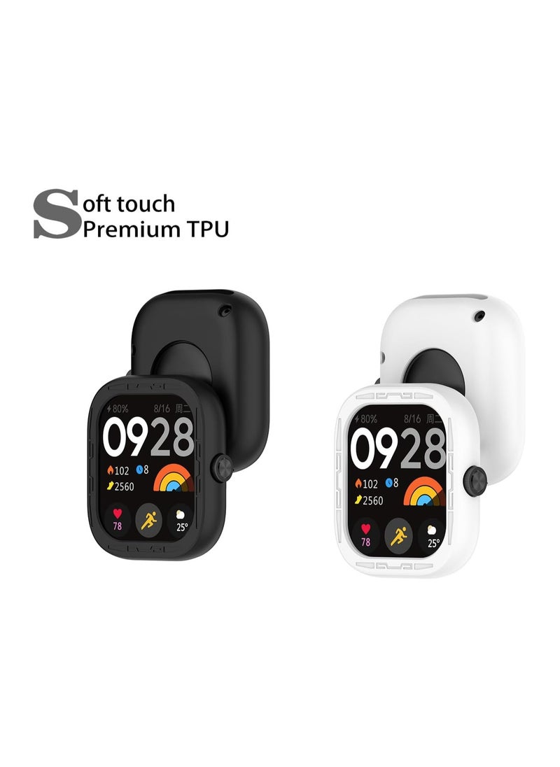 KASTWAVE - Cases Designed for Redmi Watch 4 ONLY, Soft Silicone Lightweight Shell Drop-proof Scratch-Proof Flexible Protective Case, Black and White, 2 Pcs - Image 1