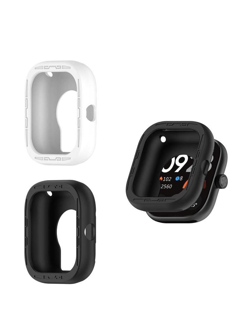 KASTWAVE - Cases Designed for Redmi Watch 4 ONLY, Soft Silicone Lightweight Shell Drop-proof Scratch-Proof Flexible Protective Case, Black and White, 2 Pcs - Image 1