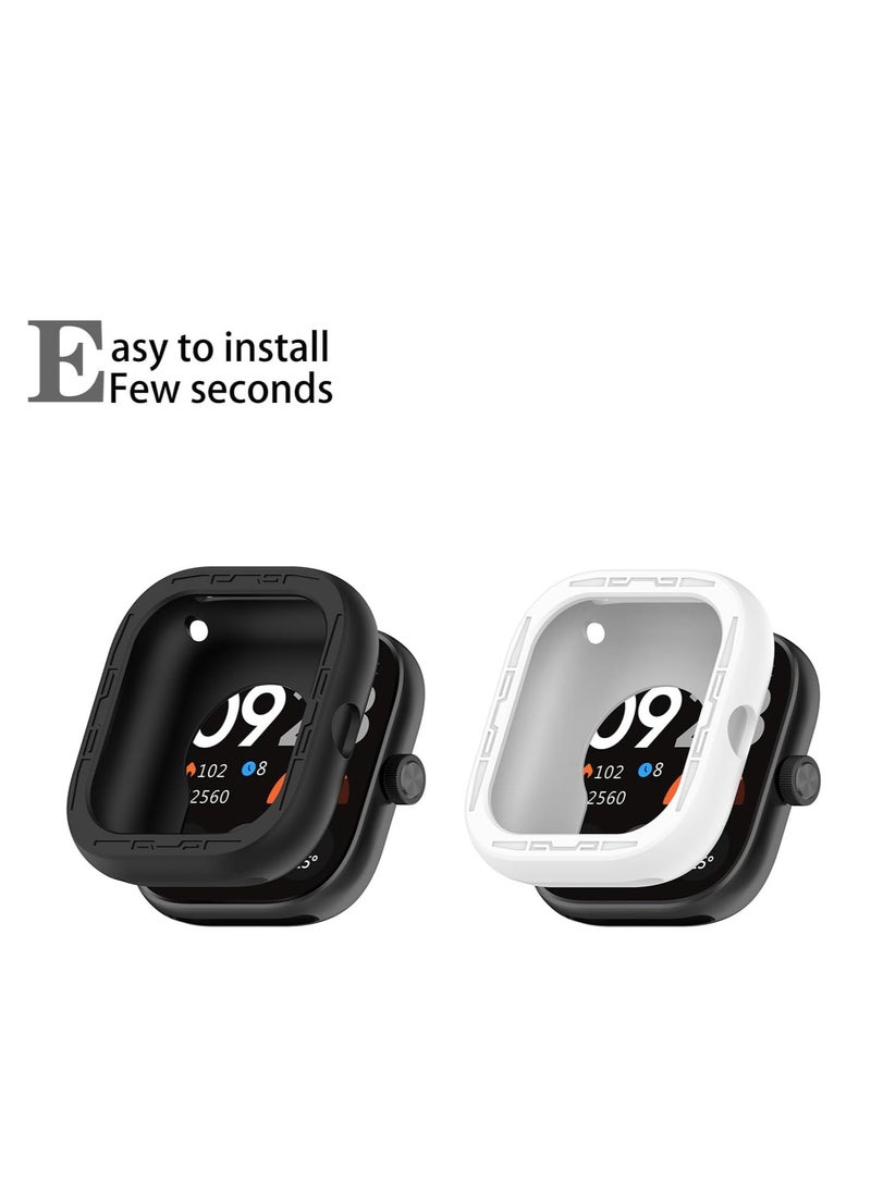 KASTWAVE - Cases Designed for Redmi Watch 4 ONLY, Soft Silicone Lightweight Shell Drop-proof Scratch-Proof Flexible Protective Case, Black and White, 2 Pcs - Image 1
