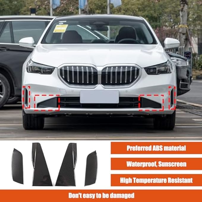 Sekhyna Car Front Bumper Side Grille Air Duct Vent Cover Compatible with BMW 5 Series G60 2024,Carbon Fiber Pattern Front Bumper Air Vent Intake Cover Trim Accessories ABS 4PCS (Carbon Fiber Pattern) - Image 2