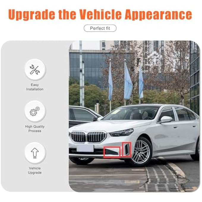 Sekhyna Car Front Bumper Side Grille Air Duct Vent Cover Compatible with BMW 5 Series G60 2024,Carbon Fiber Pattern Front Bumper Air Vent Intake Cover Trim Accessories ABS 4PCS (Carbon Fiber Pattern) - Image 3