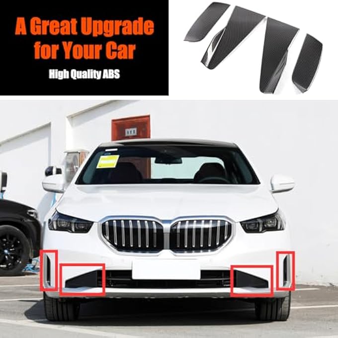 Sekhyna Car Front Bumper Side Grille Air Duct Vent Cover Compatible with BMW 5 Series G60 2024,Carbon Fiber Pattern Front Bumper Air Vent Intake Cover Trim Accessories ABS 4PCS (Carbon Fiber Pattern) - Image 4