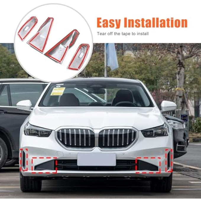 Sekhyna Car Front Bumper Side Grille Air Duct Vent Cover Compatible with BMW 5 Series G60 2024,Carbon Fiber Pattern Front Bumper Air Vent Intake Cover Trim Accessories ABS 4PCS (Carbon Fiber Pattern) - Image 5