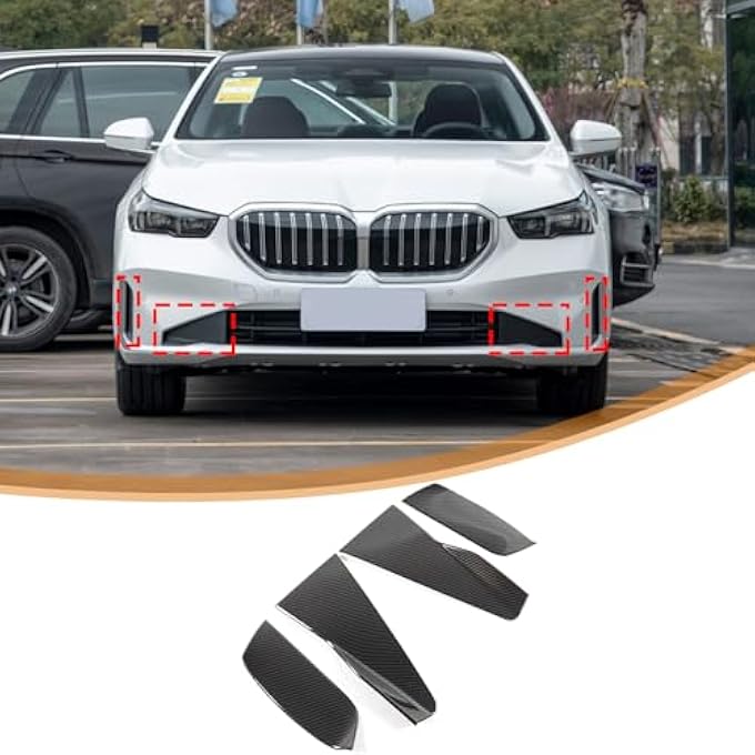 Sekhyna Car Front Bumper Side Grille Air Duct Vent Cover Compatible with BMW 5 Series G60 2024,Carbon Fiber Pattern Front Bumper Air Vent Intake Cover Trim Accessories ABS 4PCS (Carbon Fiber Pattern) - Image 1