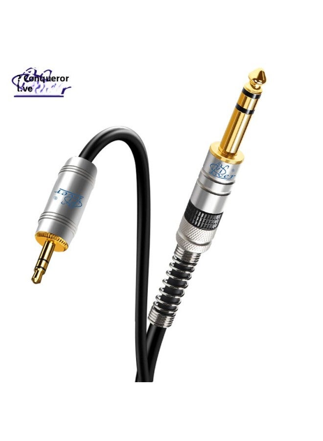 Audio Cable Mobile Phone Notebook Flat Speaker Audio Mixer Cable 3.5 To 6.5 Audio Cable-Color:Silver-Length:1 M  - Image 4