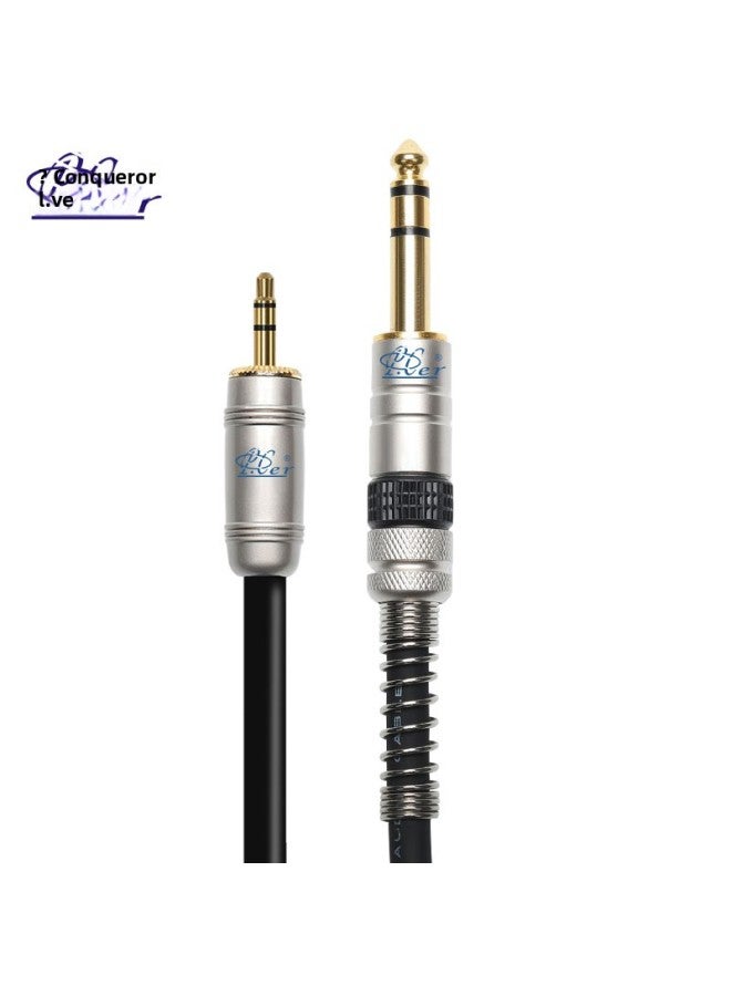 Audio Cable Mobile Phone Notebook Flat Speaker Audio Mixer Cable 3.5 To 6.5 Audio Cable-Color:Silver-Length:1 M  - Image 2