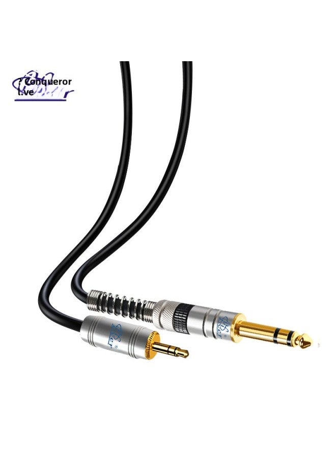 Audio Cable Mobile Phone Notebook Flat Speaker Audio Mixer Cable 3.5 To 6.5 Audio Cable-Color:Silver-Length:1 M  - Image 3