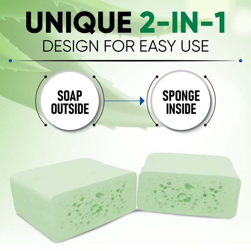 T. Taio T.Taio Esponjabon Soap Sponge 2-Pack- Cleansing Shower Scrubber & Bath Wash Scrub - Massage & Lather Foot, Elbow, & Face - Bathroom Accessories - Mother of Pearl & Aloe Vera (2-Pack) - Image 4