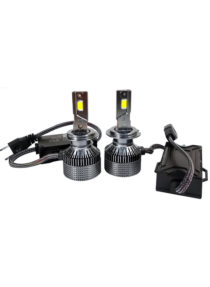 3XR H7 LED Car Headlight Bulb 90W, 15000LM, 6500K with Enhanced Cooling System Long-Lasting - 3XR Car Led Headlight 7618  - Image 3