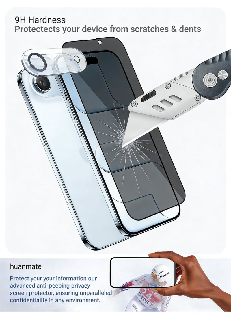 Nova future 2 in 1 Apple iPhone Air Protection Pack - Anti-Peeping Privacy Glass Screen Protector & Camera Lens Protector, Premium Edge-to-Edge, High Transparency, Anti-Explosion, Easy Installation - Image 4
