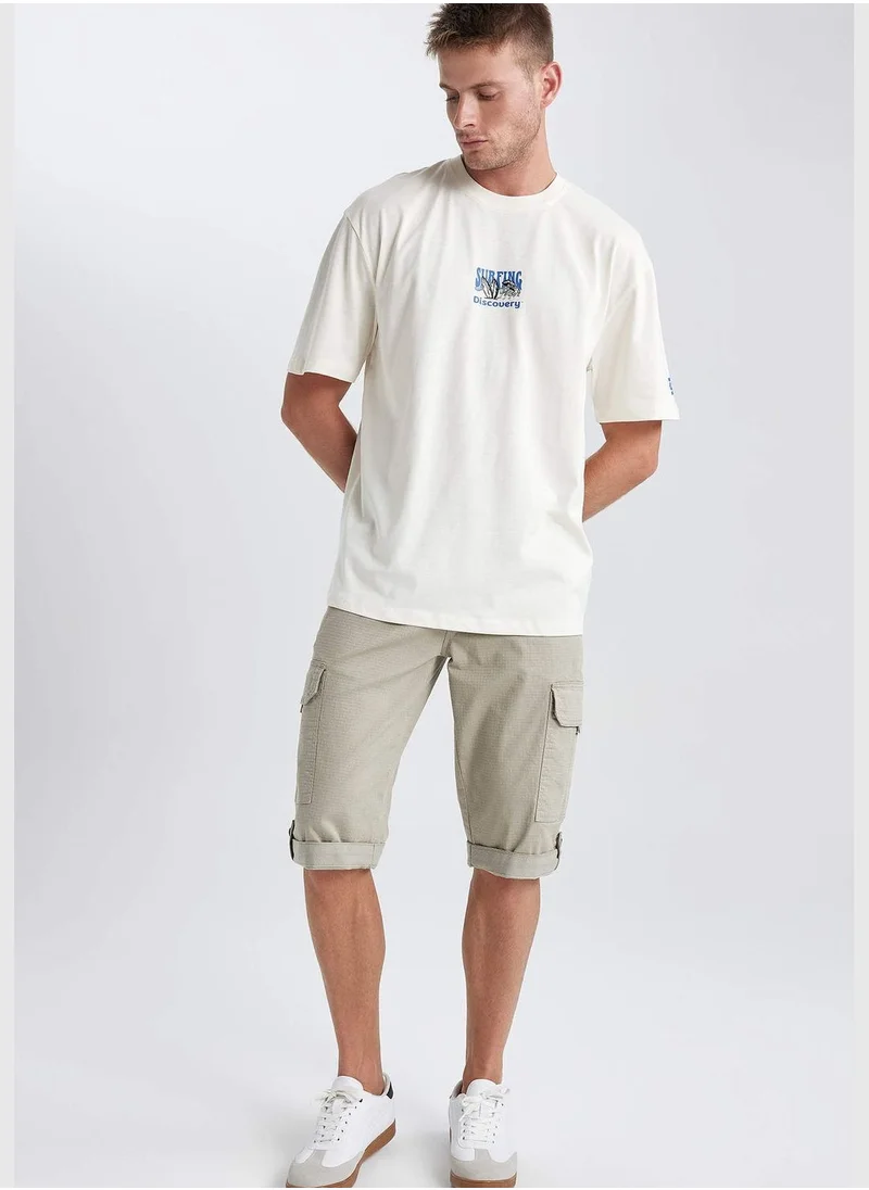 ديفاكتو Regular Fit Cargo Capri Cotton Capri